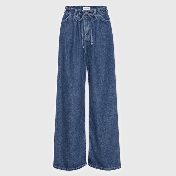 FRAME Pixie Super Drape Drawstring Wide Leg Jeans in Ghost Size 27